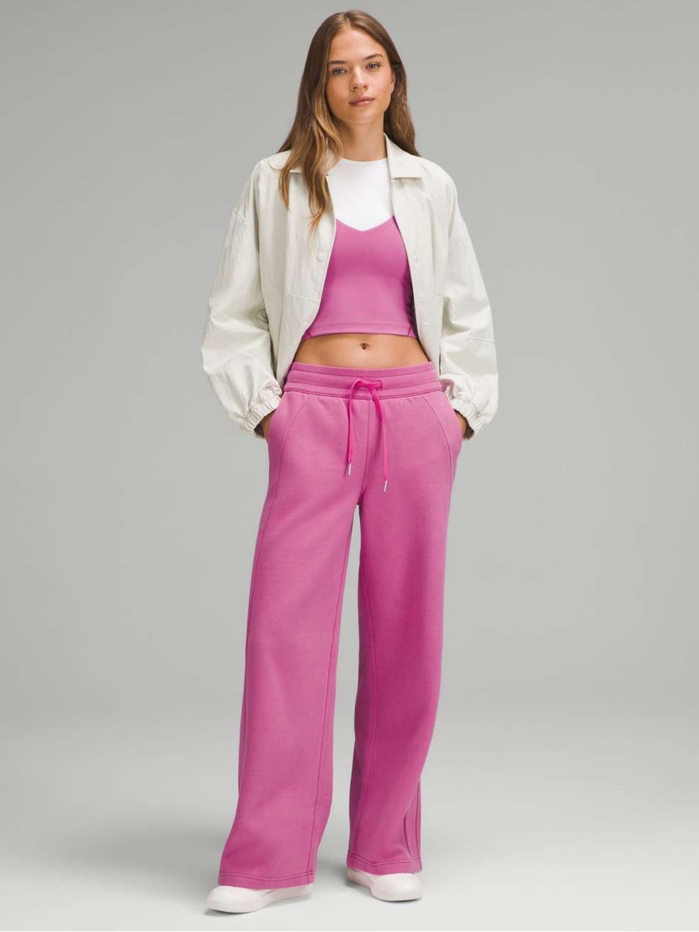Lululemon Scuba Mid-Rise Wide-Leg Pant Regular Length Pow Pink Tone Barbie NWT - Picture 5 of 11